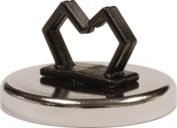 Mag-Mate - 14 Lb Max Pull Force, 3/16" Overall Height, 1.24" Diam, Ceramic Cup Magnet - Loop Style, 1" Clamp Opening, Chrome Plated - Exact Tooling