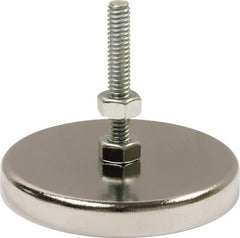 Mag-Mate - 90 Lb Max Pull Force, 3/8" Overall Height, 2.88" Diam, Ceramic Cup Magnet - Bolt & Nut Style, Chrome Plated - Exact Tooling