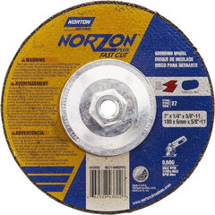 Norton - 7" Wheel Diam, 1/4" Wheel Thickness, Type 27 Depressed Center Wheel - Ceramic, Resinoid Bond, 8,600 Max RPM - Exact Tooling