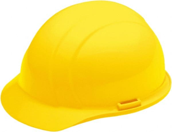 Ability One - ANSI Type I, Class E Rated, 4-Point, Ratchet Adjustment Hard Hat - Yellow, Full Brim - Exact Tooling