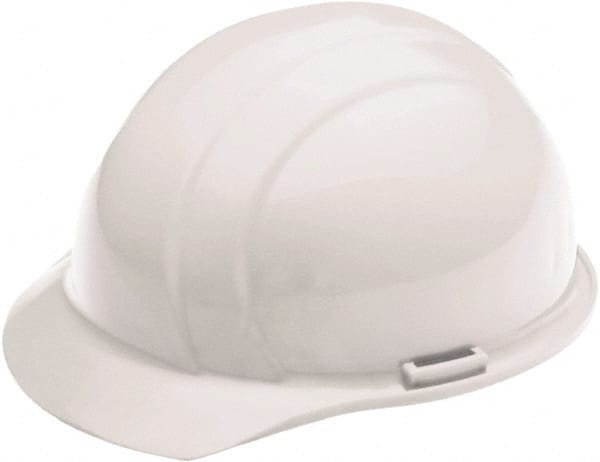 Ability One - ANSI Type I, Class E Rated, 4-Point, Ratchet Adjustment Hard Hat - White, Standard Brim - Exact Tooling