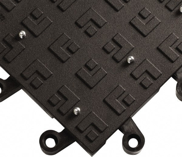 Wearwell - 18" Long x 18" Wide x 7/8" Thick, Anti-Fatigue Modular Matting Solid Grid - Male & Female, 4 Interlocking Sides, Black, For Dry Areas, Series 554 - Exact Tooling