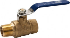 Midwest Control - 1" Pipe, Full Port, Brass Full Port Ball Valve - 2 Piece, MNPT x FNPT Ends, Vinyl Coated Metal Handle, 600 WOG, 150 WSP - Exact Tooling