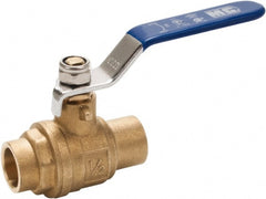Midwest Control - 1" Pipe, Full Port, Brass Full Port Ball Valve - 2 Piece, C x C Ends, Vinyl Coated Metal Handle, 600 WOG, 150 WSP - Exact Tooling