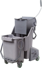 Unger - 32 Qt Plastic Bucket & Wringer - 21" Long x 20" High x 15" Wide, Gray, Aluminum Handle - Exact Tooling