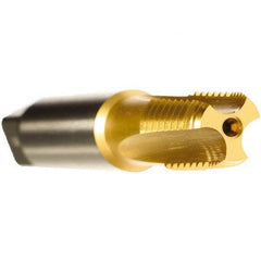 Emuge - TiN Coated, Cobalt, Interrupted Thread Pipe Tap - 3-3/4 Inch Overall Length, 1-3/4 Inch Thread Length, 0.84 Inch Square Size, Series KEG - Exact Tooling
