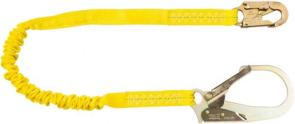 PRO-SAFE - 6' Long, 350 Lb Capacity, 1 Leg Locking Snap Hook Harness Shock Absorbing Lanyard - Polyester Webbing, Locking Rebar Snap Hook Anchorage Connection - Exact Tooling