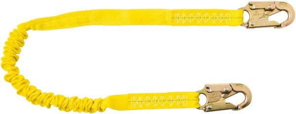 PRO-SAFE - 6' Long, 350 Lb Capacity, 1 Leg Locking Snap Hook Harness Shock Absorbing Lanyard - Polyester Webbing, Locking Snap Hook Anchorage Connection - Exact Tooling