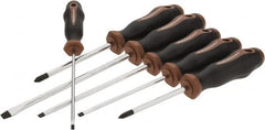 Paramount - 6 Piece Slotted & Phillips Screwdriver Set - Bit Sizes: Philips #1 & #2 - Exact Tooling