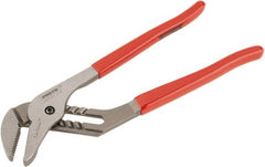 Proto - 12" OAL, 2-11/16" Max Capacity, 1-3/4" Jaw Length x 33/64" Jaw Width, 7 Position Gooseneck Tongue & Groove Pliers - Serrated Straight Jaws, Standard Head, Vinyl Handles - Exact Tooling