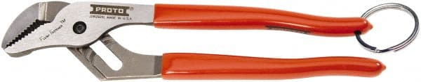 Proto - 16" OAL, 3-3/32" Jaw Width, 11 Position Tethered Tongue & Groove Pliers - V-Jaws, Vinyl Handles - Exact Tooling