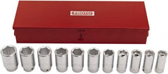 Proto - 11 Piece 3/4" Drive Deep Socket Set - 6 Points, 7/8 to 1-5/8", Inch Measurement Standard - Exact Tooling