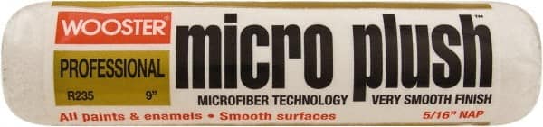 Wooster Brush - 5/16" Nap, 9" Wide Paint Roller Cover - Smooth Texture, Microfiber - Exact Tooling