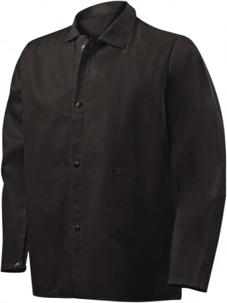 Steiner - Size 2XL Welding & Flame Resistant/Retardant Jacket - Black, Cotton, Snaps Closure, 56 to 58" Chest - Exact Tooling