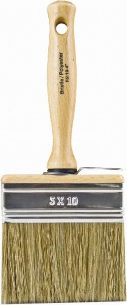 Wooster Brush - 4" Flat Hog/Polyester Stainer Brush - 2-9/16" Bristle Length, 5.44" Wood Threaded Wood Handle - Exact Tooling