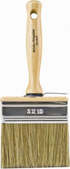 Wooster Brush - 4" Flat Hog/Polyester Stainer Brush - 2-9/16" Bristle Length, 5.44" Wood Threaded Wood Handle - Exact Tooling