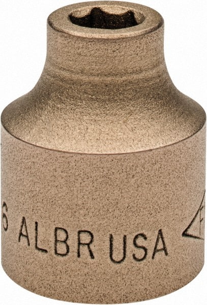 Ampco - 5/16", 1/2" Drive, Standard Hand Socket - 6 Points, 1-3/16" OAL, Aluminum Bronze - Exact Tooling