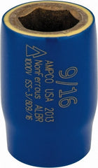 Ampco - 9/16", 3/8" Drive, Standard Hand Socket - 6 Points, 1-1/2" OAL, Aluminum Bronze - Exact Tooling
