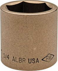 Ampco - 1-1/4", 1/2" Drive, Standard Hand Socket - 6 Points, 1-5/8" OAL, Aluminum Bronze - Exact Tooling
