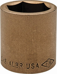 Ampco - 1-1/8", 1/2" Drive, Standard Hand Socket - 6 Points, 1-5/8" OAL, Aluminum Bronze - Exact Tooling