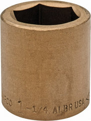 Ampco - 1-1/4", 3/4" Drive, Standard Hand Socket - 6 Points, 2" OAL, Aluminum Bronze - Exact Tooling