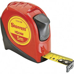 Starrett - 16' x 3/4" Yellow Blade Tape Measure - 1mm Graduation, S6 Graduation Style, Red Case - Exact Tooling