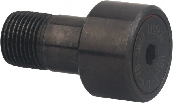 Accurate Bushing - 1-3/8" Roller Diam x 3/4" Width, 3/4" Stud Diam x 1-1/4" Length, Sealed Heavy Stud Cam Follower with Hex - Carbon Steel, 5/8" Thread Length, 3/4-16 Thread, 2" OAL, 4,060 Lb Dynamic Cap - Exact Tooling