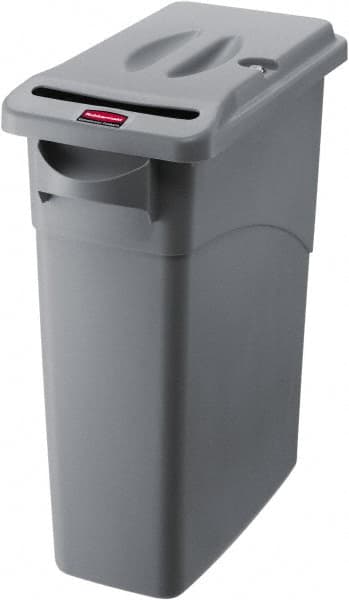 Rubbermaid - 15-7/8 Gal Gray Rectangle Confidential Document Container - Plastic, 24.88" High x 23.13" Long x 11" Wide - Exact Tooling