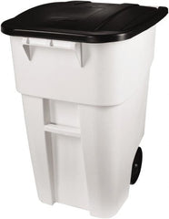 Rubbermaid - 50 Gal White Square Trash Can - Polyethylene, 36-1/2" High x 28-1/2" Long x 23.38" Wide - Exact Tooling