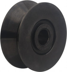 Accurate Bushing - 25mm Bore, 110mm Roller Diam x 44mm Width, Carbon Steel V-Grooved Yoke Roller - 63,600 N Dynamic Load Capacity, 46mm Overall Width - Exact Tooling