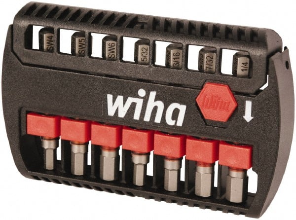 Wiha - 7 Piece, Bit Set - 5/32 to 1/4", 4 to 6mm Hex, Hex Point - Exact Tooling