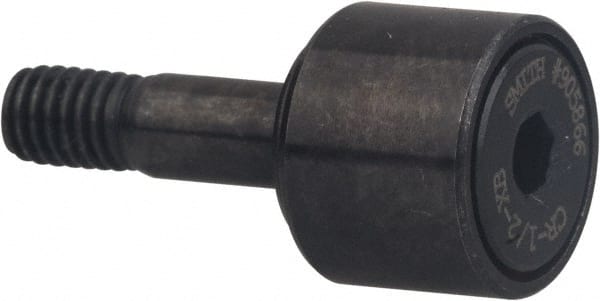Accurate Bushing - 4" Roller Diam x 2-1/4" Width, 1-1/2" Stud Diam x 3-1/2" Length, Sealed Stud Cam Follower with Hex - Carbon Steel, 1-1/2" Thread Length, 1-1/2-12 Thread, 5-3/4" OAL, 35,980 Lb Dynamic Cap, 45,100 Lb Static Cap - Exact Tooling