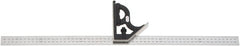 Starrett - 2 Piece, 600mm Combination Square Set - 0.5 & 1mm (Metric) Graduation, Hardened Steel Blade, Cast Iron Square Head - Exact Tooling