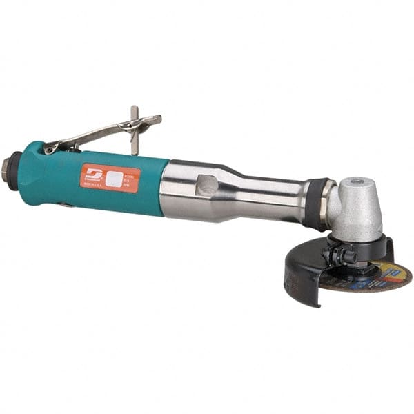 Dynabrade - 3" Wheel Diam, 18,000 RPM, Pneumatic Cutoff & Cutoff-Grinder Tool - Right Angle Handle, 1/4 NPT Inlet - Exact Tooling