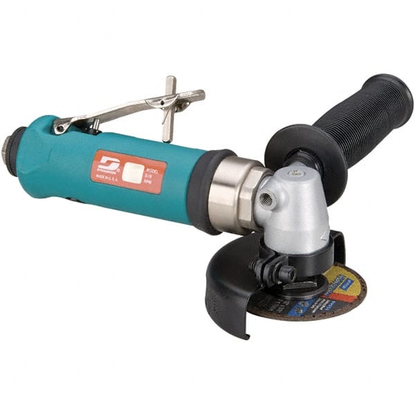 Dynabrade - 3" Wheel Diam, 18,000 RPM, Pneumatic Cutoff & Cutoff-Grinder Tool - Right Angle Handle, 1/4 NPT Inlet - Exact Tooling