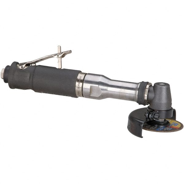 Dynabrade - 3" Wheel Diam, 18,000 RPM, Pneumatic Cutoff & Cutoff-Grinder Tool - Right Angle Handle, 1/4 NPT Inlet - Exact Tooling