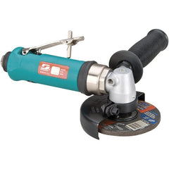 Dynabrade - 4" Wheel Diam, 12,000 RPM, Pneumatic Angle & Disc Grinder - 3/8-24 Spindle, 40 CFM, Rear Exhaust - Exact Tooling