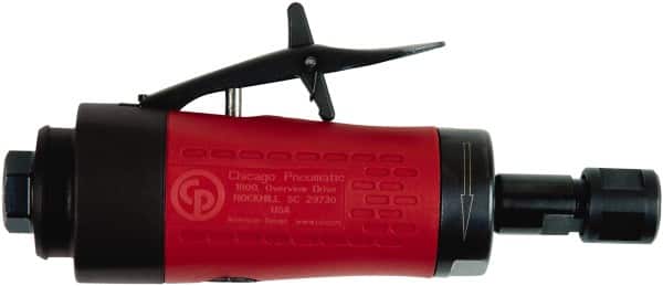 Chicago Pneumatic - 1/4" Collet, Straight Handle, Air Angle Die Grinder - 30,000 RPM, Rear Exhaust, 19 CFM, 0.4 hp, 90 psi, 6.35mm Inlet - Exact Tooling
