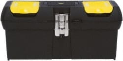 Stanley - 1 Drawer 1 Tray Tool Box - 16" Wide x 8-3/16" Deep x 7-3/16" High, Plastic, Black/Yellow - Exact Tooling