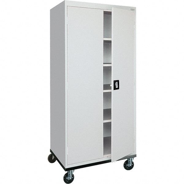 Sandusky Lee - 5 Shelf Mobile Storage Cabinet - Steel, 36" Wide x 24" Deep x 72" High, Dove Gray - Exact Tooling