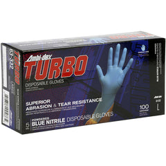 ‎63-332/M Disposable Gloves - Ambi-Dex Turbo Disposable Nitrile - 5 mil Blue - Powdered - Textured Grip - Exact Tooling