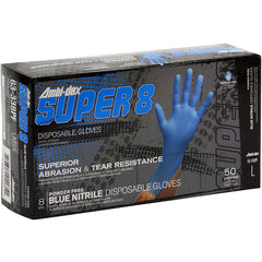 ‎63-338PF/S Disposable Gloves - Ambi-Dex Super 8 Disposable Nitrile 8 mil Blue - Powder Free - Text Grip - Exact Tooling