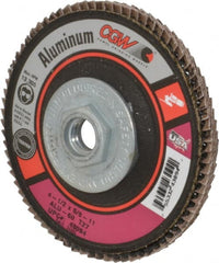 Camel Grinding Wheels - 60 Grit, 4-1/2" Disc Diam, 5/8-11 Center Hole, Type 27 Aluminum Oxide Flap Disc - 13,300 Max RPM, Polyester Backing, Arbor Attaching System, Coated - Exact Tooling