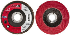 Camel Grinding Wheels - 80 Grit, 4-1/2" Disc Diam, 7/8" Center Hole, Ceramic Flap Disc - 13,300 Max RPM, Polyester Backing, Arbor Attaching System, Coated - Exact Tooling