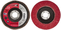 Camel Grinding Wheels - 40 Grit, 5" Disc Diam, 7/8" Center Hole, Ceramic Flap Disc - 12,200 Max RPM, Polyester Backing, Arbor Attaching System, Coated - Exact Tooling