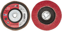Camel Grinding Wheels - 40 Grit, 5" Disc Diam, 5/8-11 Center Hole, Ceramic Flap Disc - 12,200 Max RPM, Polyester Backing, Arbor Attaching System, Coated - Exact Tooling