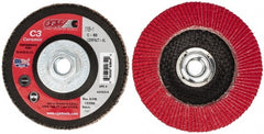 Camel Grinding Wheels - 60 Grit, 5" Disc Diam, 5/8-11 Center Hole, Ceramic Flap Disc - 12,200 Max RPM, Polyester Backing, Arbor Attaching System, Coated - Exact Tooling