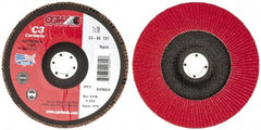 Camel Grinding Wheels - 60 Grit, 7" Disc Diam, 7/8" Center Hole, Type 27 Ceramic Flap Disc - 8,600 Max RPM, Polyester Backing, Arbor Attaching System, Coated - Exact Tooling