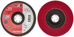 Camel Grinding Wheels - 80 Grit, 7" Disc Diam, 7/8" Center Hole, Type 27 Ceramic Flap Disc - 8,600 Max RPM, Polyester Backing, Arbor Attaching System, Coated - Exact Tooling
