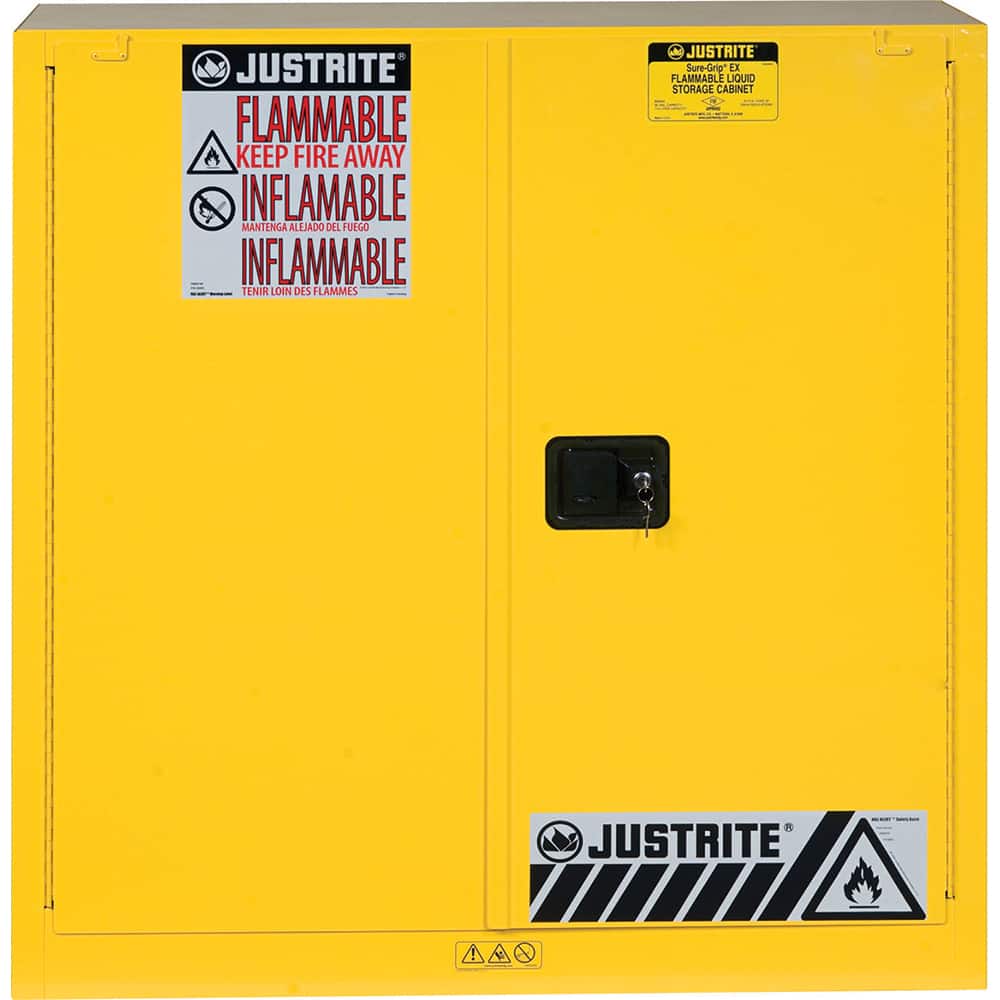 Justrite - 2 Door 3 Shelf 40 Gal Safety Cabinet for Paint & Ink - Exact Tooling